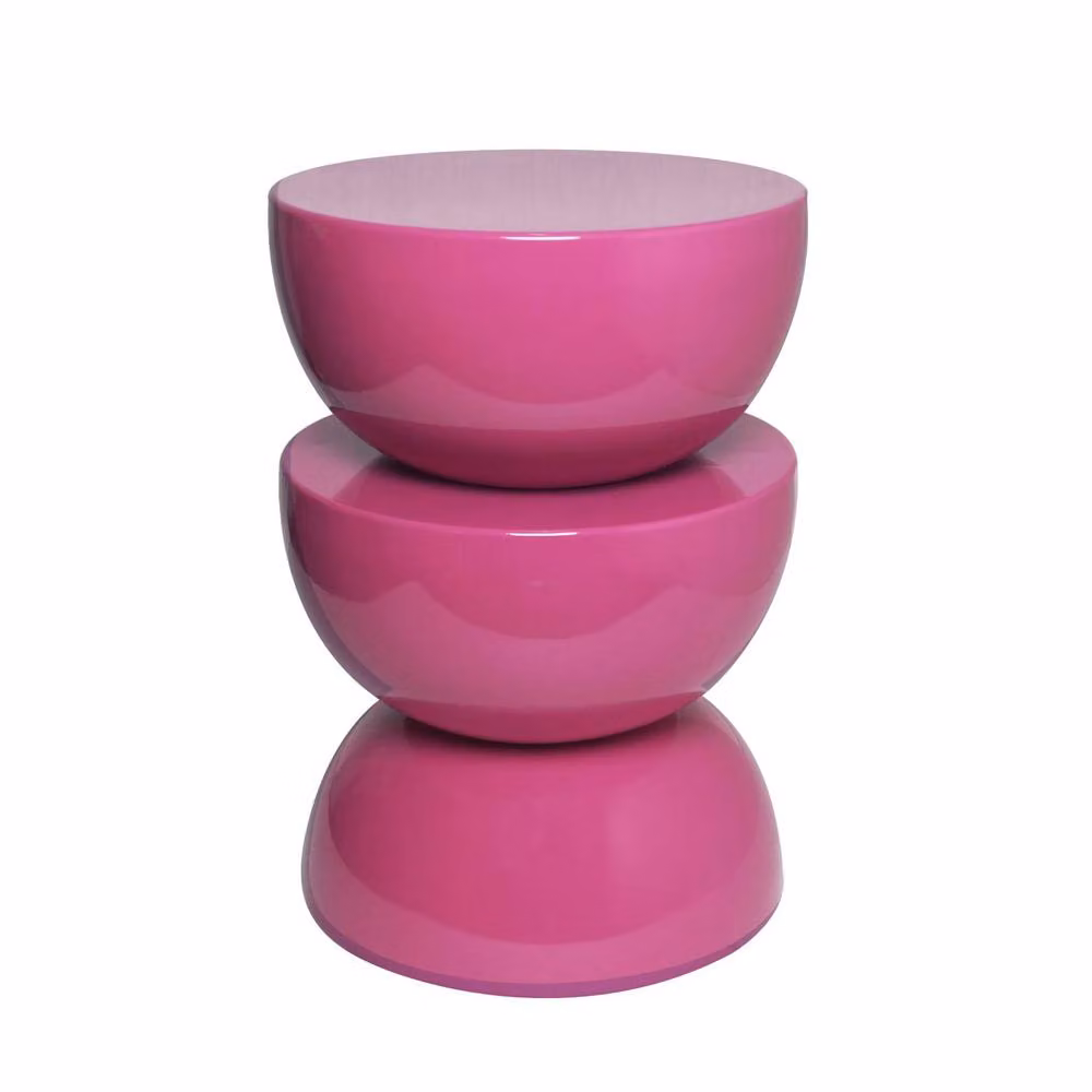 sweeek Pink Glossy Metal Round Coffee Table, Side Table or Bedside Table – 2