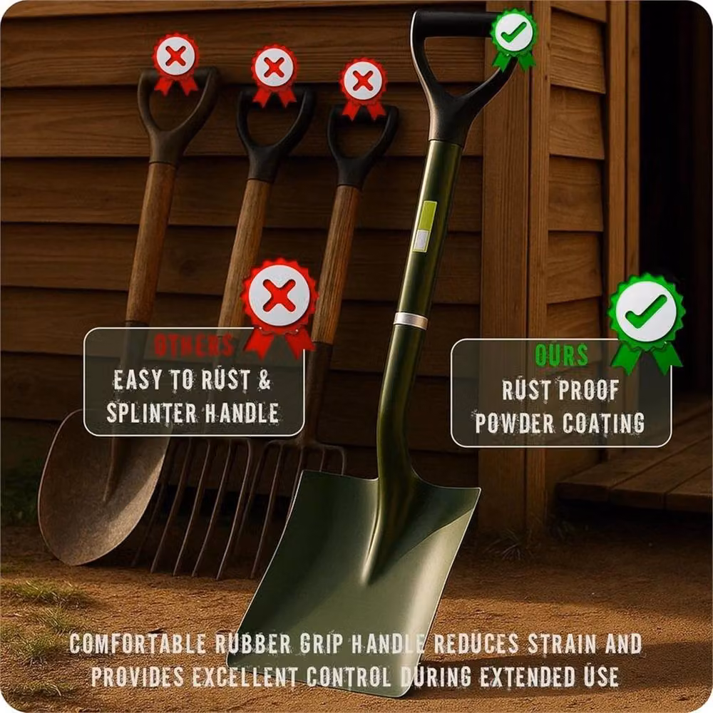 VOGREX Heavy Duty Alloy Steel Garden Tool Set in Dark Green – 6