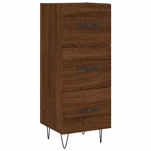 vidaXL Modern Brown Oak Sideboard in Engineered Wood W/D/H: 34.5 x 34.5 x 90 cm