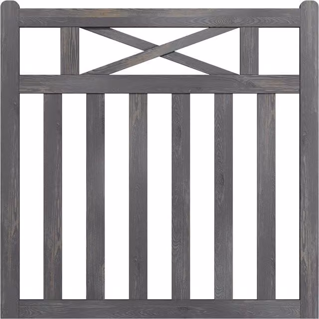 Darphe Traditional Wooden Fence Gate in Grey, W/H: 120 x 120 cm