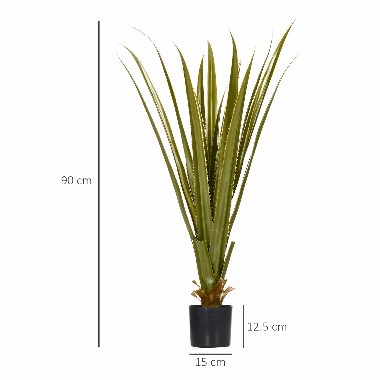 HOMCOM Set of 2 Artificial Agave Succulent Plants in Green Potted Concrete Style for Indoor and Outdoor Tabletop Décor – 3