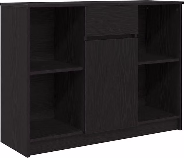 Berkfield Home Modern Sideboard with Drawer in Black Oak, W/D/H: 101 x 35 x 76 cm