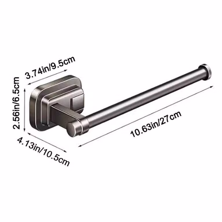 NESTLUNE Suction Cup Kitchen Paper Towel Holder in Silver and Grey, W: 100 cm, H: 15 cm