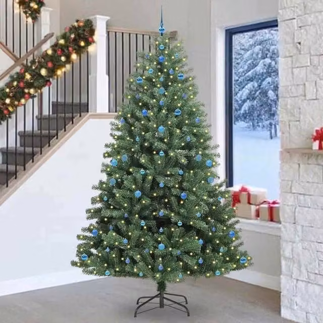Berkfield Home Artificial Hinged Christmas Tree in Green, Height: 270 cm
