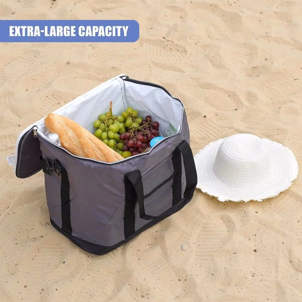 FLAVORA Zip Up Insulated Cooler Tote Bag with Shoulder Strap in Grey – 2
