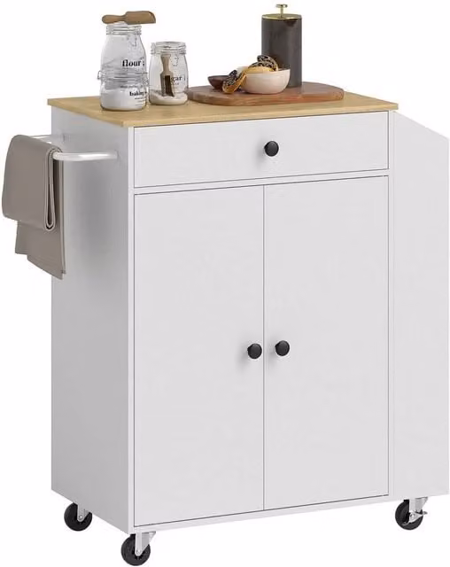 KORVIXA Rolling Kitchen Island Storage Trolley in White