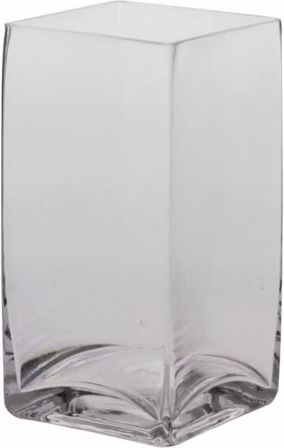 KDMD Clear Glass Rectangular Tabletop Vase, W: 20 cm, D: 10 cm, H: 10 cm