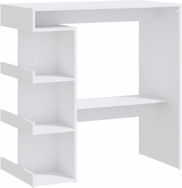 Berkfield Home Modern White Bar Table with Storage Rack and Drop Leaf, W: 100 cm, D: 50 cm, H: 101.5 cm – 1