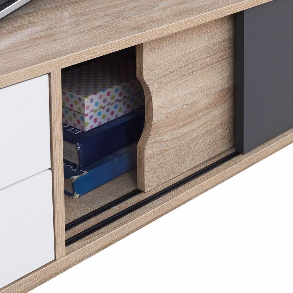 Timber Art Design Alford Scandinavian TV Unit Stand with 2 Drawers, Multicolour, W: 120 cm, D: 45 cm, H: 45 cm – 4