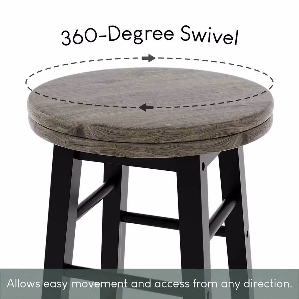 Kelvenix Black Wood Revolving Bar Stool – 3