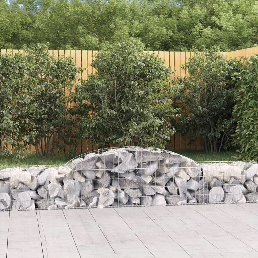 Berkfield Home Arched Gabion Baskets, 2 Piece Set, Silver Galvanised Steel, W: 300 cm, D: 50 cm, H: 40-60 cm – 2