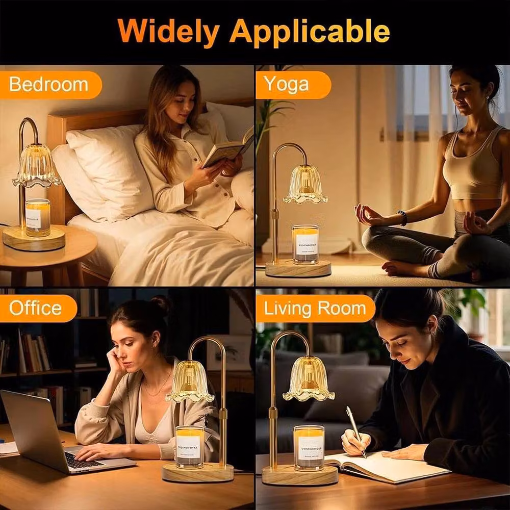 Kelvenix Dimmable Tabletop Candle Warmer Lamp with Timer in Gold/Brass – 3