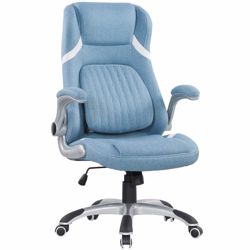 STILVORA Modern Blue Fabric Task Chair with 360 Degree Swivel and Armrests – 2