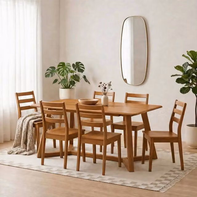 FurnitureboxUK Lulworth Walnut Effect Wood Dining Table and 6 Lynton Chairs in Brown – 1