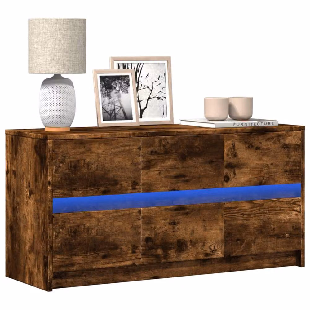 Berkfield Home Modern TV Cabinet with LED in Smoked Oak Brown, W/D/H: 100 x 34 x 50 cm – 2