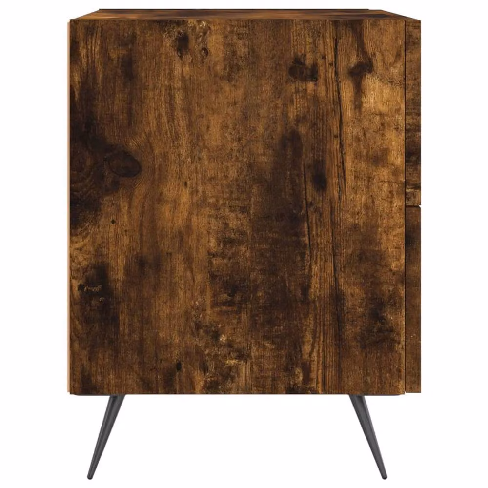 Berkfield Home Set of 2 Modern Bedside Cabinets in Smoked Oak Brown, W/D/H: 40 x 35 x 47.5 cm – 3