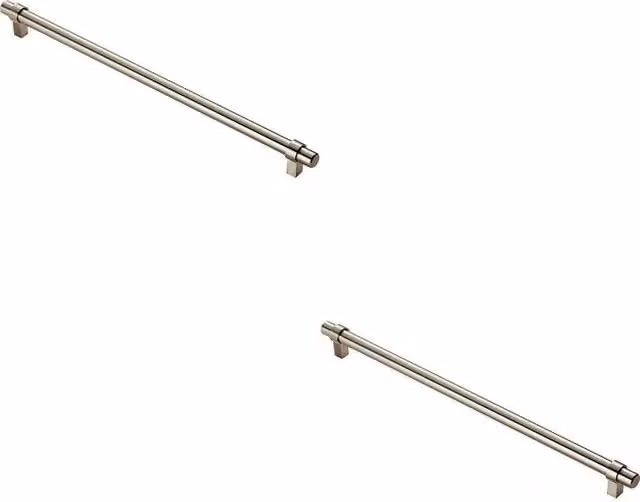 Loops 2x Round T Bar Cabinet Pull Handles in Satin Nickel, Fixing Centres: 320 mm