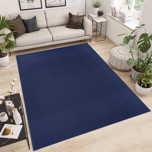 Desire Rugs Plain Modern Blue Low Pile Area Rug, W: 200 cm, L: 290 cm