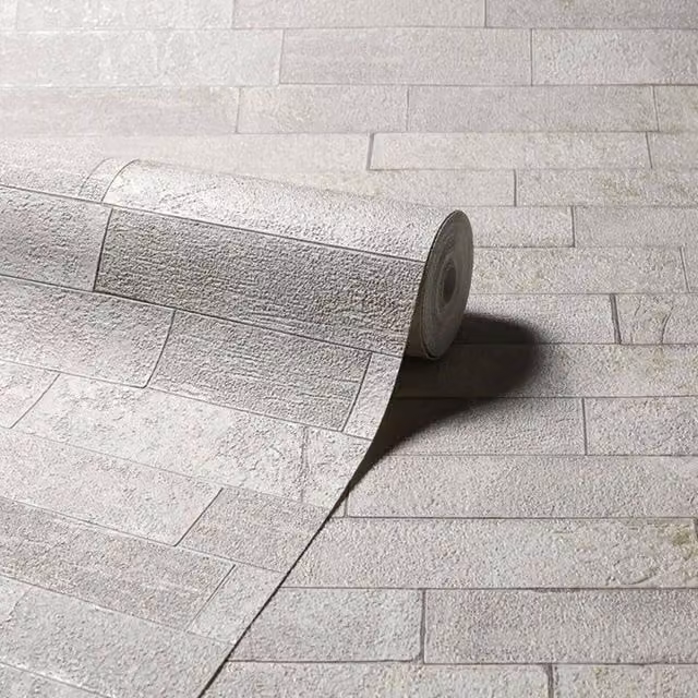Arthouse Heavy Weight Vinyl Wallpaper in Grey, Silver and Gold Geometric Abstract Rustic Design