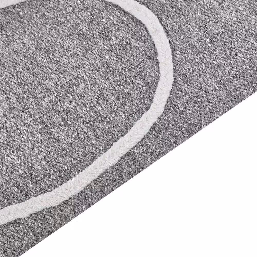 Wyld and Coco Grey Handwoven Boho Rectangular Rug with Fringes, W/D: 80 x 150 cm – 3