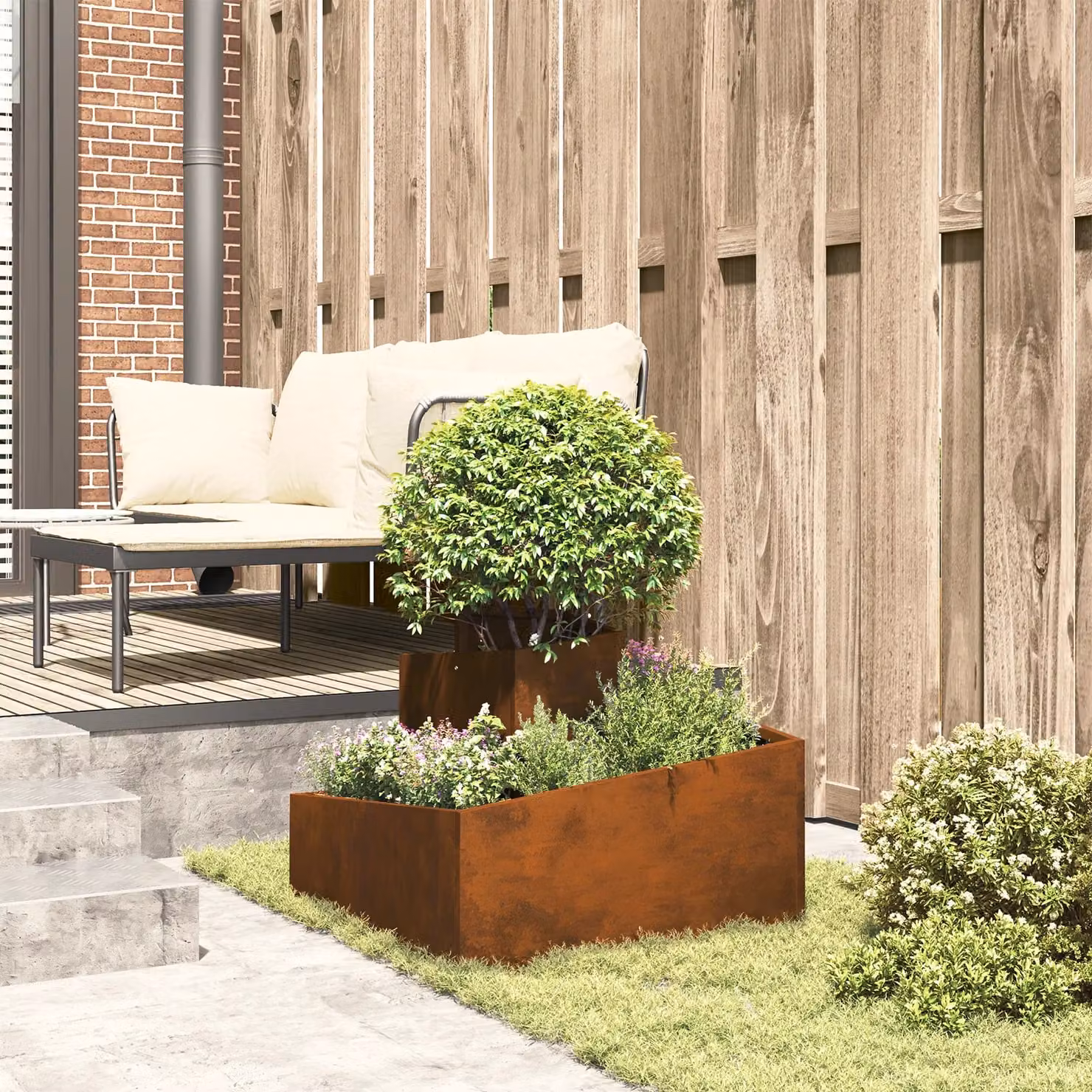 Berkfield Home Medium Corten Steel Planter in Brown – 4