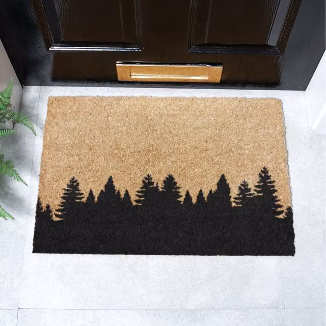 Artsy Mats Forest Doormat in Brown and Multicolour with Non-Slip Coir and Rubber Base