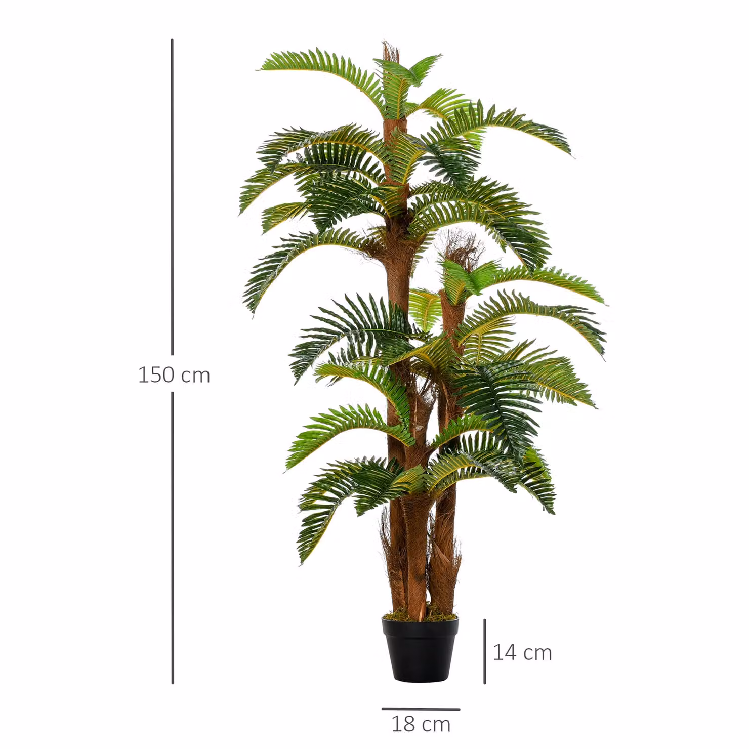 Outsunny Set of 2 Artificial Tropical Palm Trees in Pots, Green, Height: 150 cm – 3