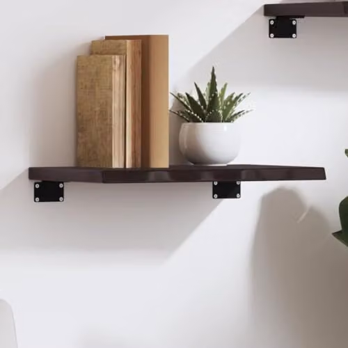 vidaXL Wall Shelf in Brown Oak Wood, W: 40 cm, D: 30 cm, H: 2 cm – 2