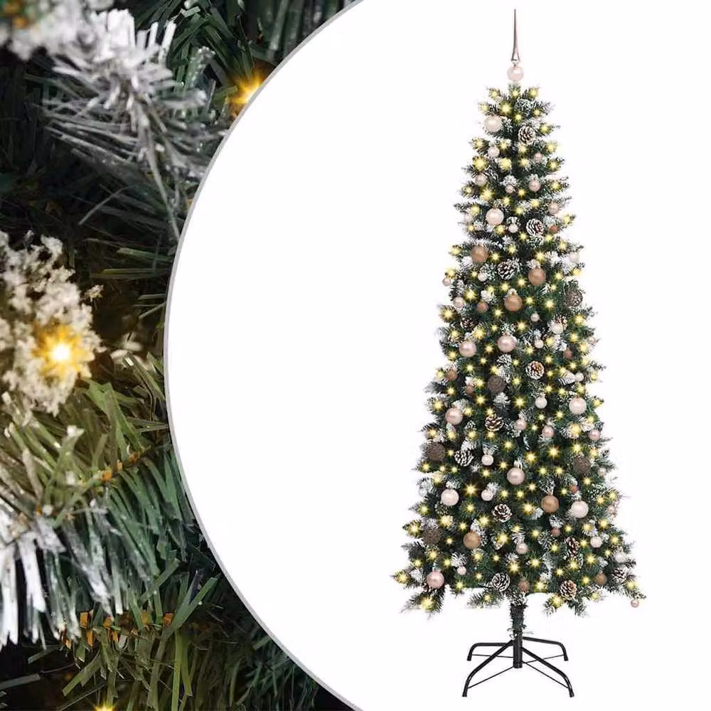 Berkfield Home Artificial Christmas Tree with 300 LEDs, Green, W/D/H: 86 x 86 x 210 cm – 2