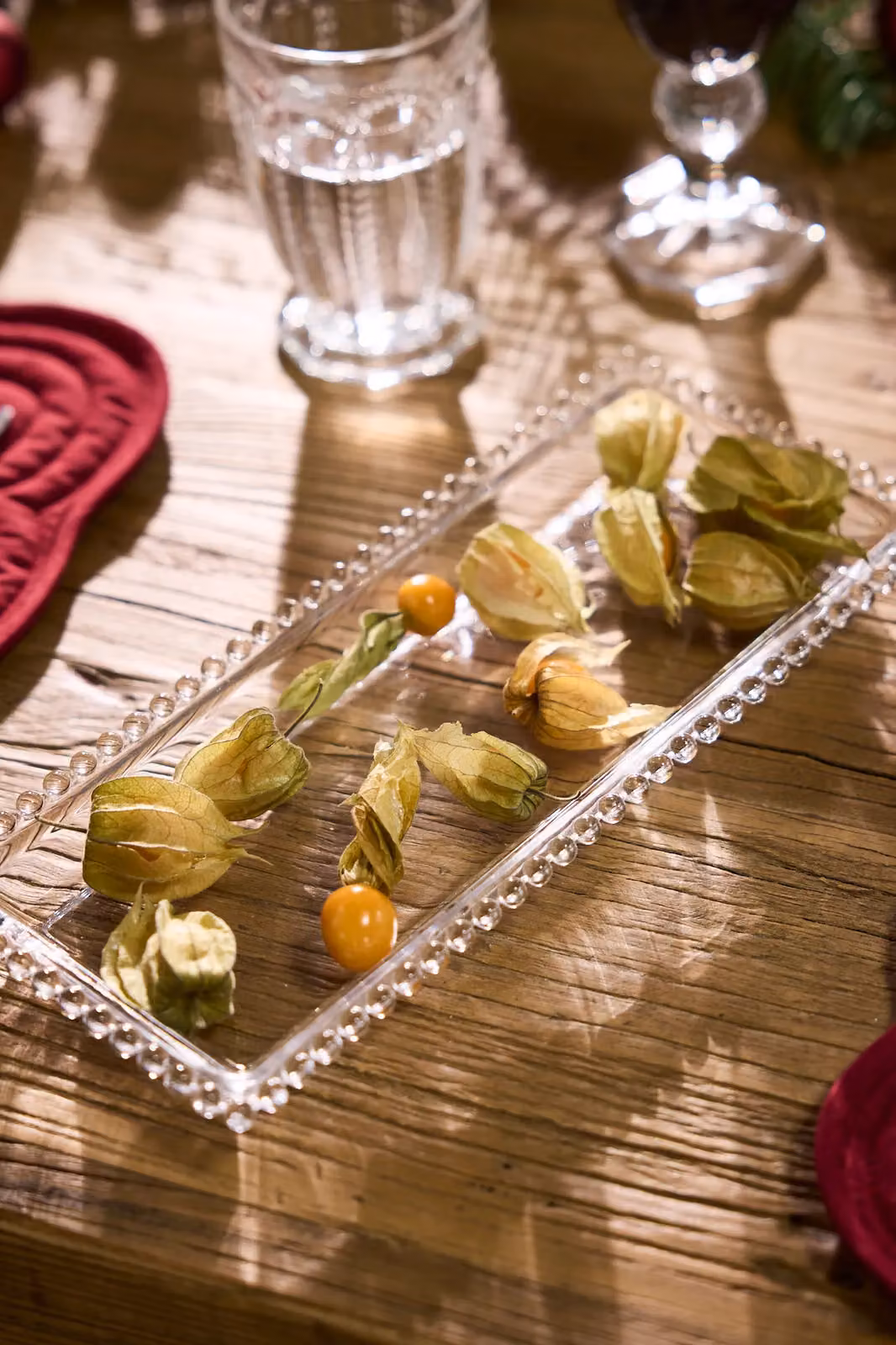 Dibor Set of 4 Vintage Bella Perle Beaded Glass Serving Platters, Clear, L: 29 cm, W: 13 cm – 3