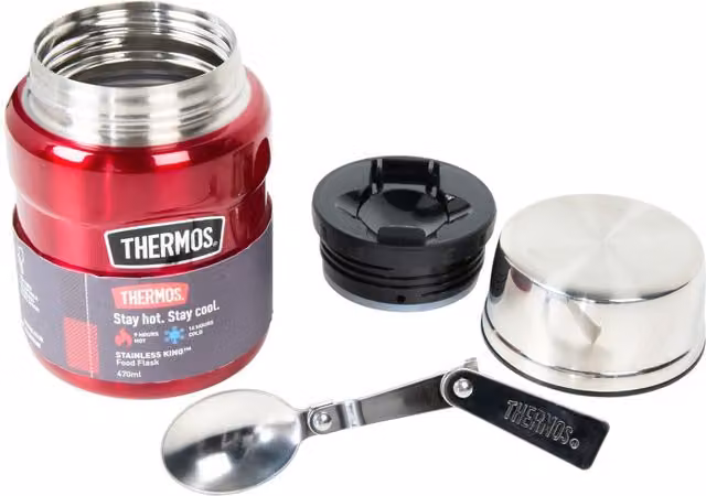 Thermos Stainless Steel King Food Flask, Red, 470ml – 1