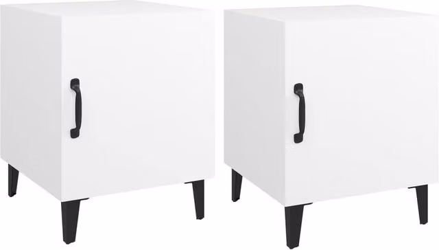 Berkfield Home Set of 2 White Classic Bedside Cabinets in Engineered Wood – 1