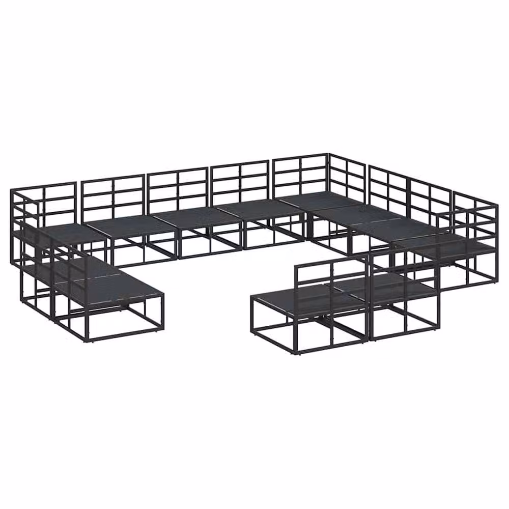 Berkfield Home 12 Piece U-Shape Garden Sofa Set in Black with Powder Coated Aluminium Frame, W/D/H: 353 x 283 x 71 cm – 4