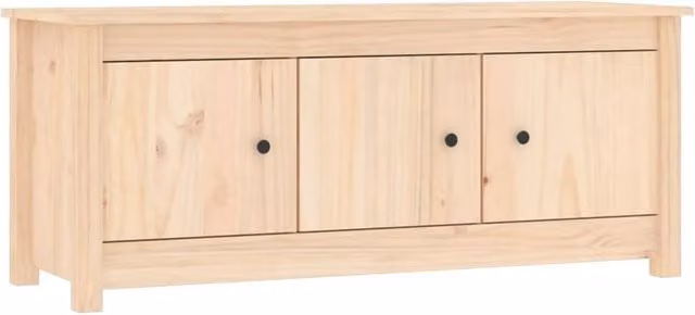 Berkfield Home Rustic Solid Wood Pine Shoe Cabinet in Beige, W: 110 cm, D: 38 cm, H: 45.5 cm