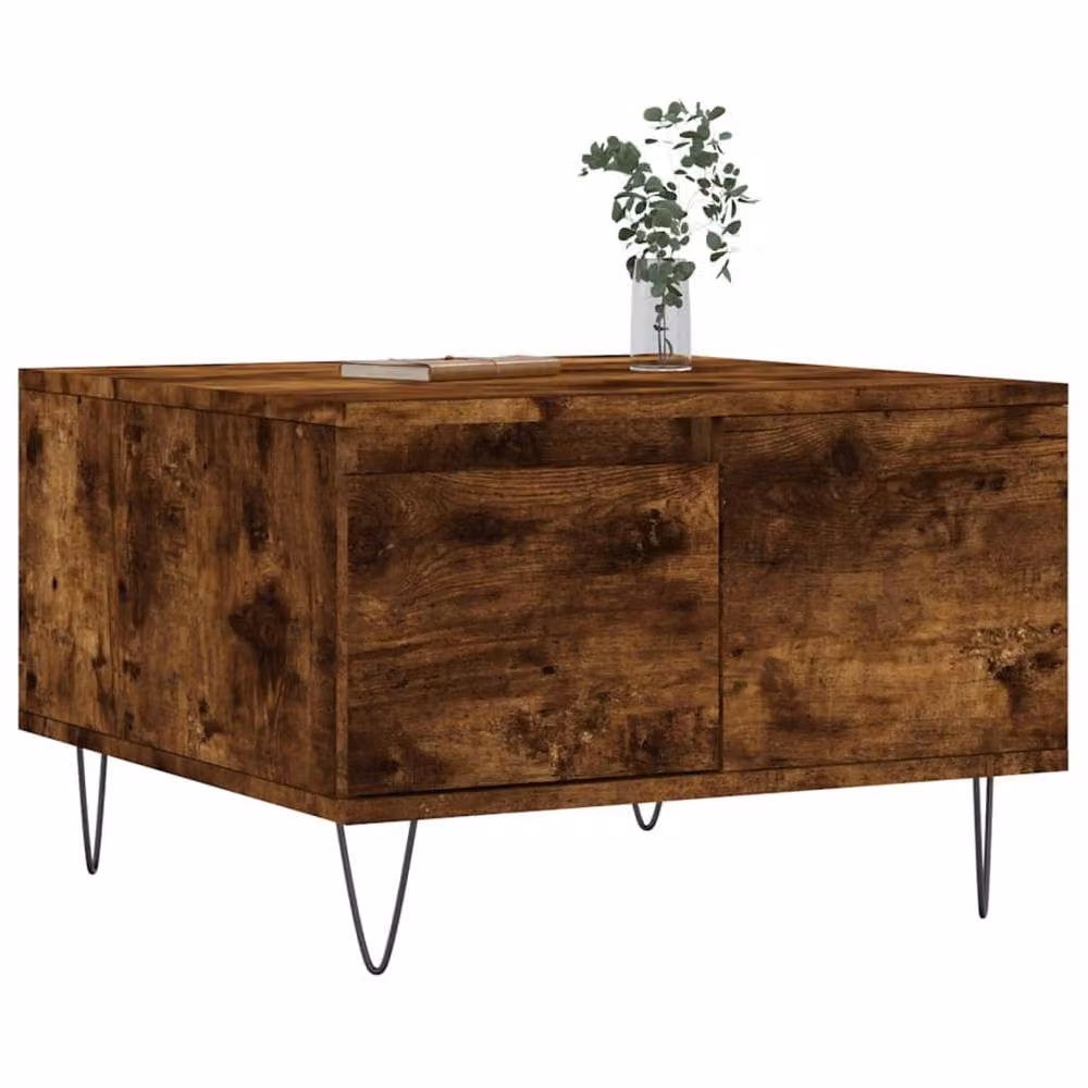 Berkfield Home Modern Square Coffee Table in Smoked Oak Brown, W/D/H: 55 x 55 x 36.5 cm – 3