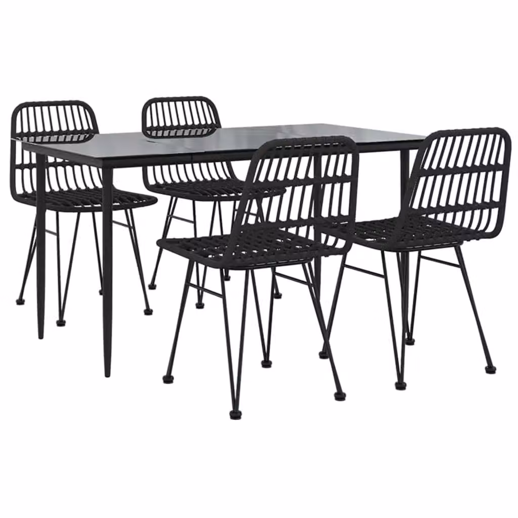 Berkfield Home 5 Piece Black Poly Rattan Garden Dining Set