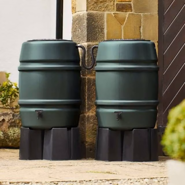 Harcostar Double Green Water Butt Kit with 168 Litre Capacity and Connectors