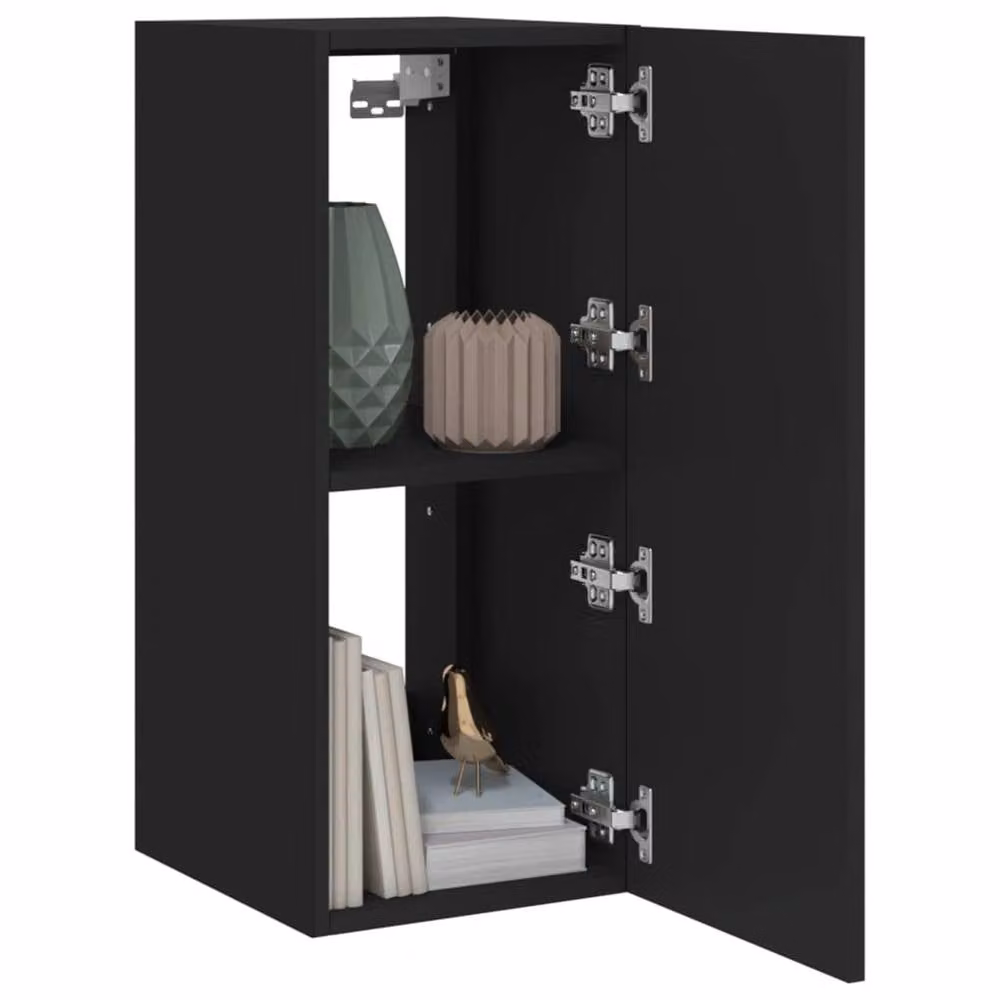 Berkfield Home Modern TV Wall Cabinet with LED Lights in Black, W/D/H: 30.5 x 35 x 70 cm – 5