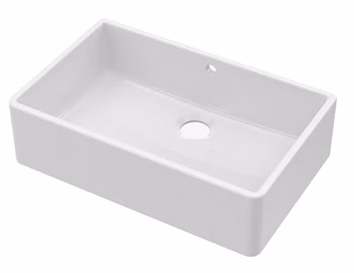 Balterley White Ceramic Butler Kitchen Sink, Single Bowl with Overflow, W/D/H: 79.5 x 50 x 22 cm