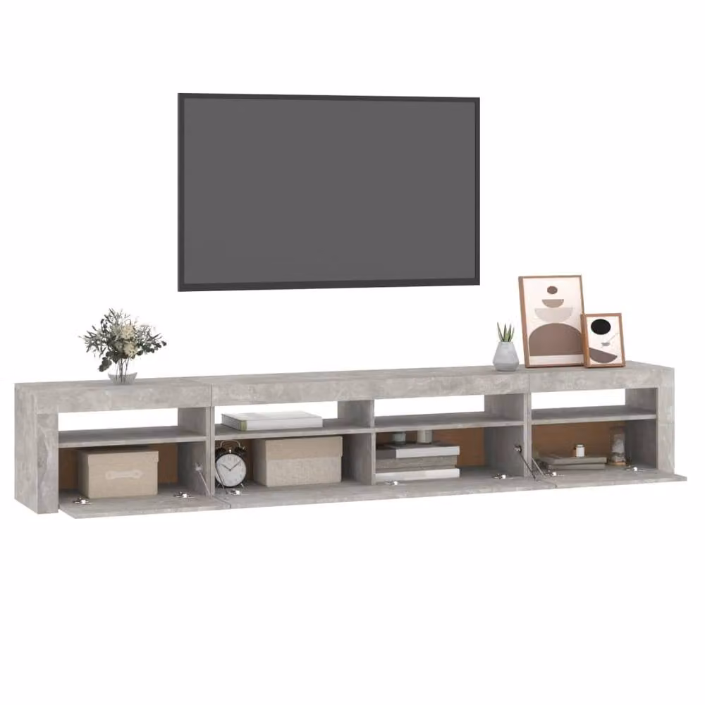 Berkfield Home Modern TV Cabinet with LED Lights in Concrete Grey, W: 240 cm, D: 35 cm, H: 40 cm – 2