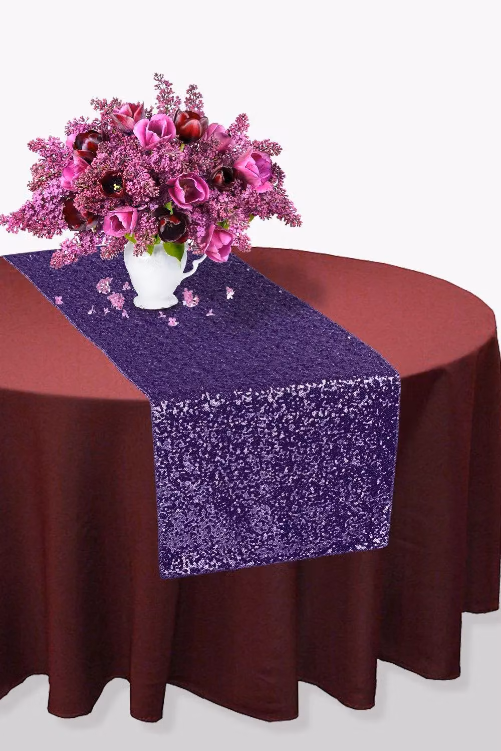 Neel Blue Glitter Sequin Rectangular Table Runner – 3