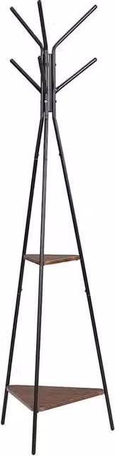 Kelvenix Black Metal Post Tree Coat Stand Garment Rack with Distributed Point Hooks
