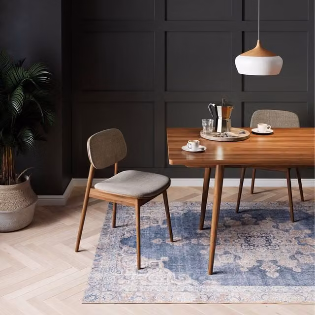 The Rug House Vintage Washable Rectangular Rug in Blue, W: 170 cm, D: 120 cm