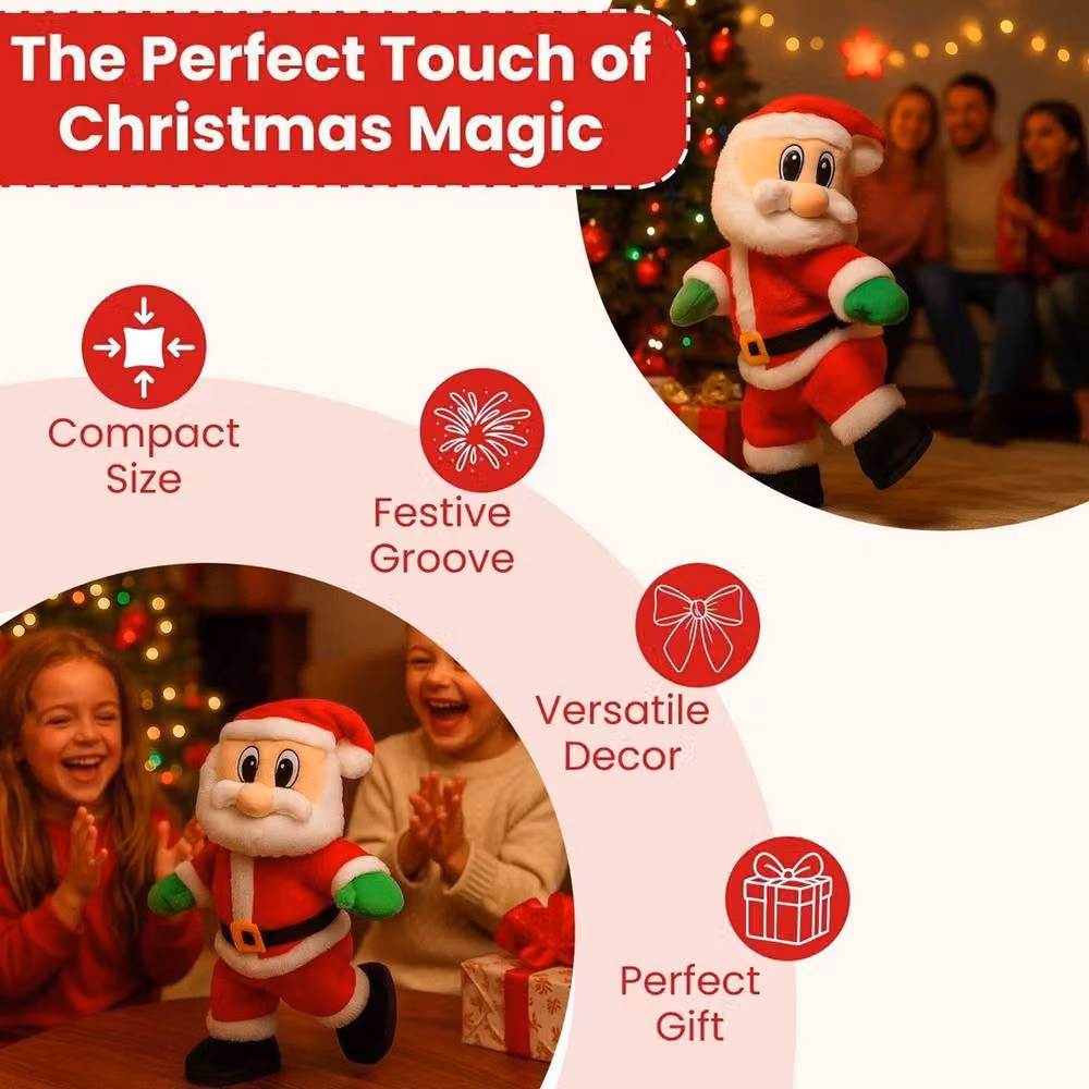 FLAVORA Dancing Santa Claus Animated Twerking Christmas Decoration in Red, W/D/H: 100 x 100 x 100 cm – 3