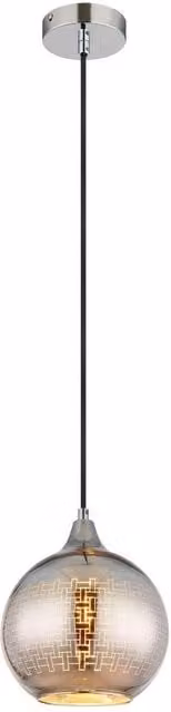 Netlighting Lourdes Dome Pendant Light with White Glass Sphere and Silver Chrome Metal Shade, E27, Height Adjustable