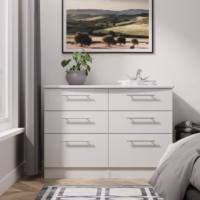 Sherwood Ready Assembled 6 Drawer Midi Chest in Grey Matt