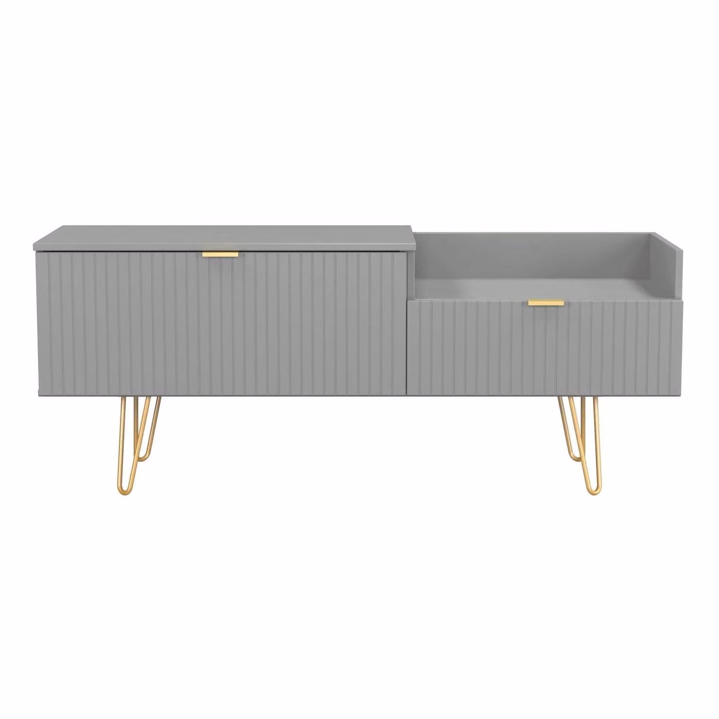 2 U Bexley Modern 2 Drawer Coffee TV Unit in Dark Grey with Gold Metal Details – 2