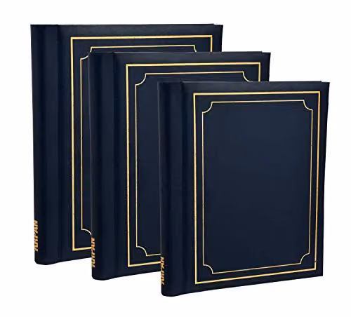 Arpan Set of 3 Self-Adhesive Photo Albums with 108 Sheets and 216 Sides in Blue Padded Leather Style Finish – 5