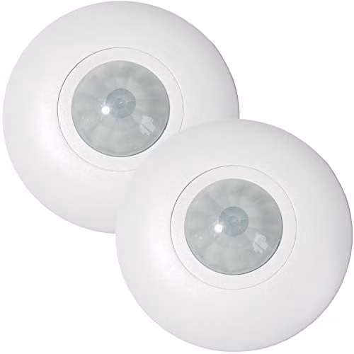 Loops 2 Pack White IP44 Outdoor and Bathroom PIR Motion Sensor with Automatic Timer Reset Light Switch