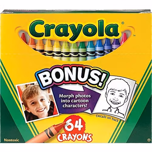 Crayola Wax Colouring Crayons, 64 Count, Multicolour with Built-in Sharpener – 3